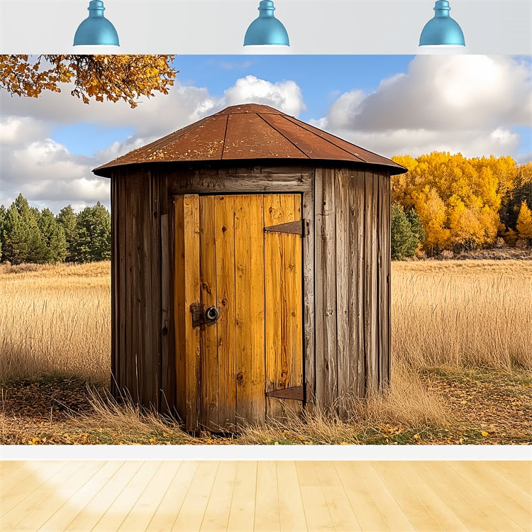 Holz Scheune Hintergrund Landleben Herbst Runde Hintergrund CSH4-208