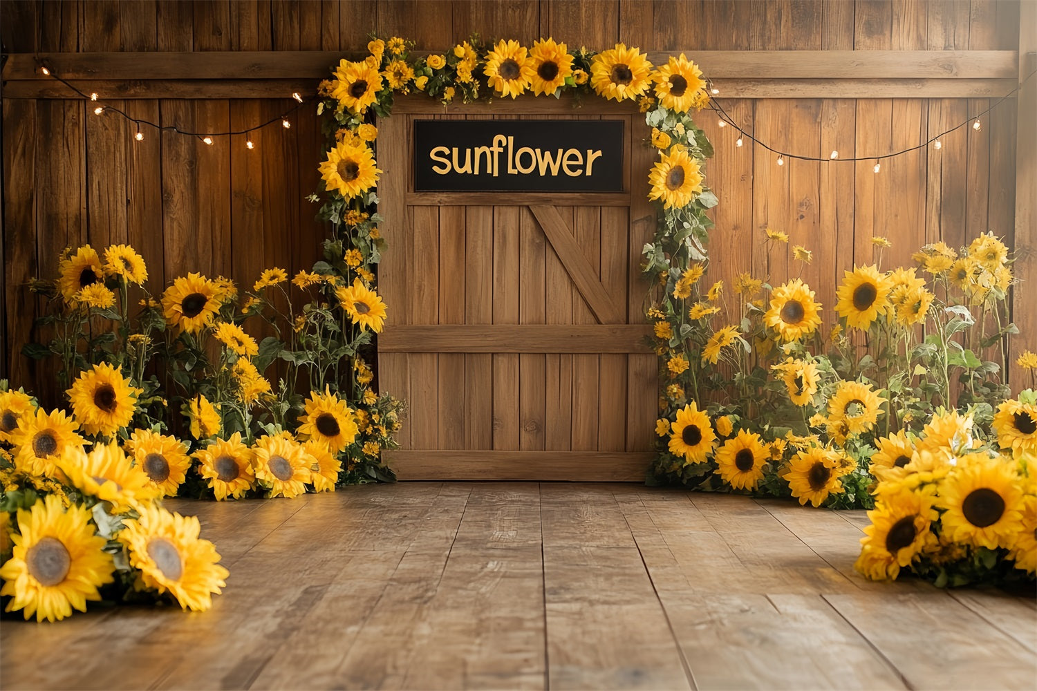 Holz Scheune Backdrop Bauernhaus Sonnenblumen Dekor Hintergrund CSH4-210