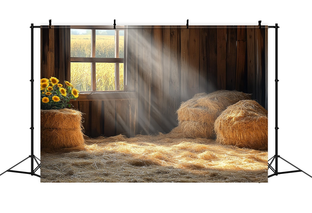 Scheune Backdrop Stroh Fenster Sonnenblumen Backdrop CSH4-212