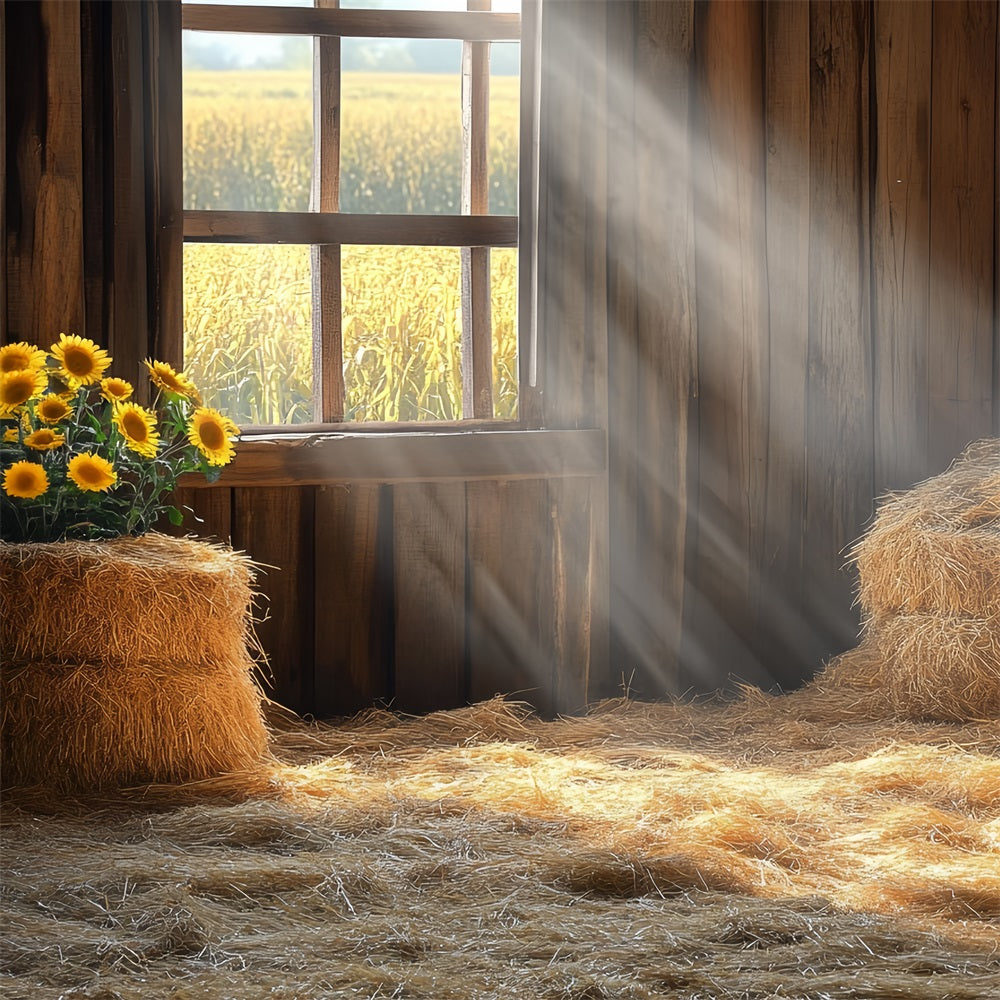 Scheune Backdrop Stroh Fenster Sonnenblumen Backdrop CSH4-212
