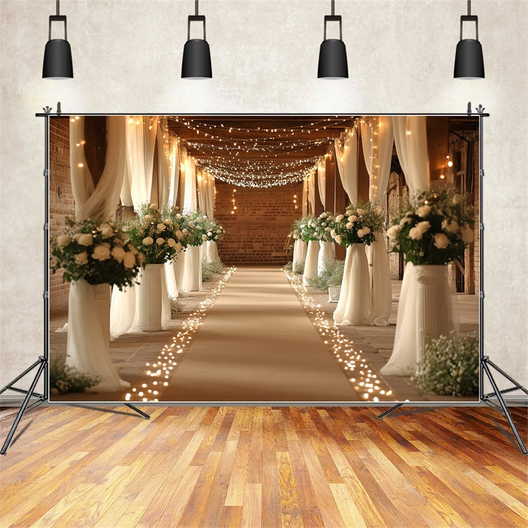 Boho Backdrops Scheune Hochzeit Flur beleuchtet Backdrop CSH4-215
