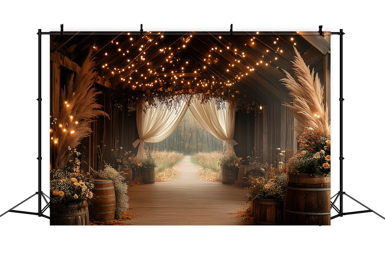 Boho-Hintergrund Pampas Blumen Scheune Eingang Hintergrund CSH4-216