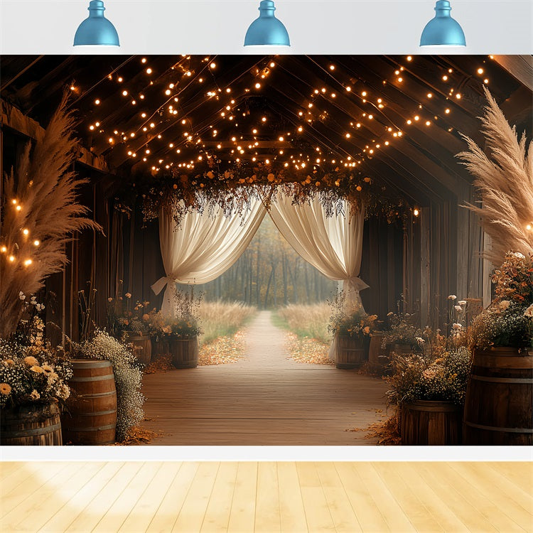 Boho-Hintergrund Pampas Blumen Scheune Eingang Hintergrund CSH4-216