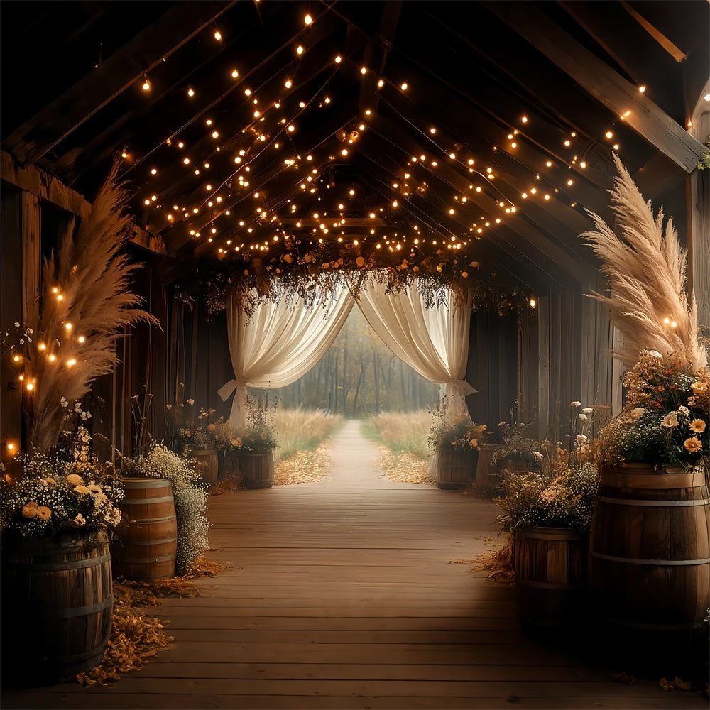 Boho-Hintergrund Pampas Blumen Scheune Eingang Hintergrund CSH4-216