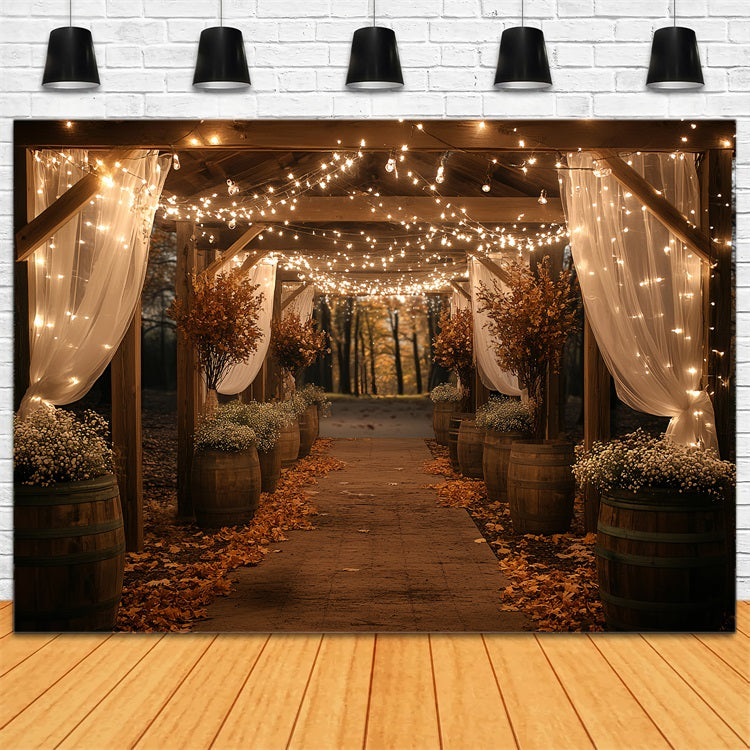 Scheune Fotokulisse Twinkle Light Herbst Gang Hintergrund CSH4-217