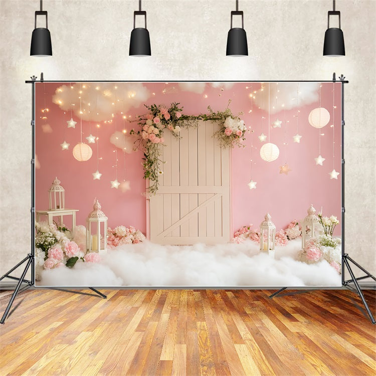 Rosa Scheune Backdrop Rosa Wolke Laterne Lichter Hintergrund CSH4-227