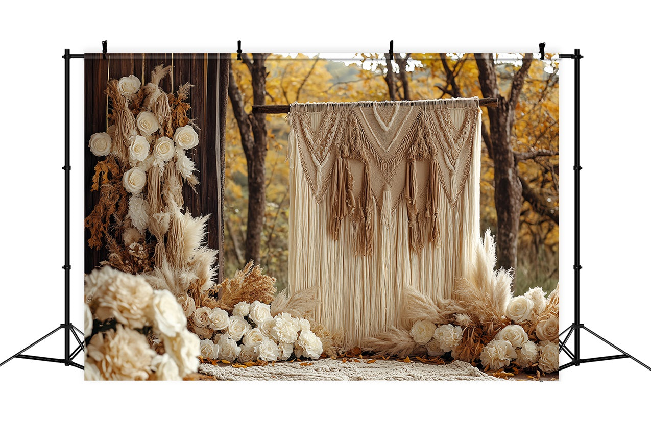 Boho Fotokulisse Herbst Makramee Blumen Hintergrund CSH4-232