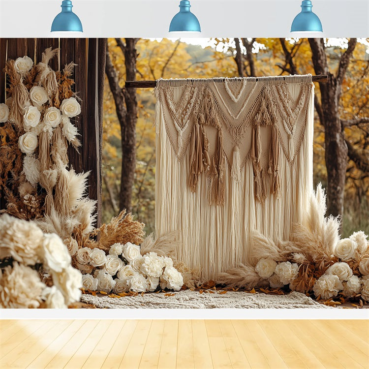 Boho Fotokulisse Herbst Makramee Blumen Hintergrund CSH4-232