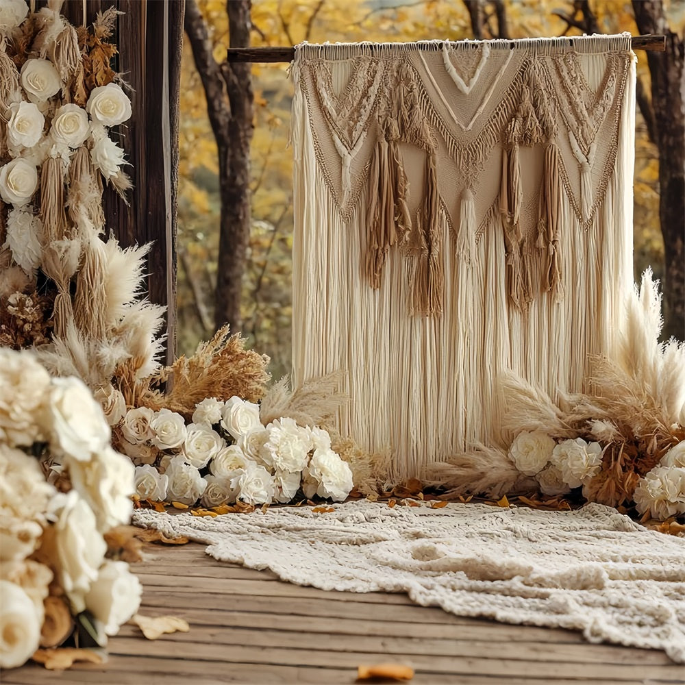 Boho Fotokulisse Herbst Makramee Blumen Hintergrund CSH4-232