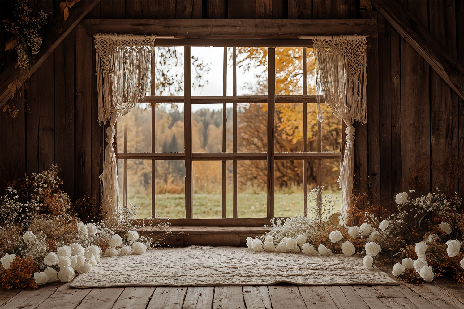 Boho Backdrop Ideen Scheune Fenster Blumen Hintergrund CSH4-233