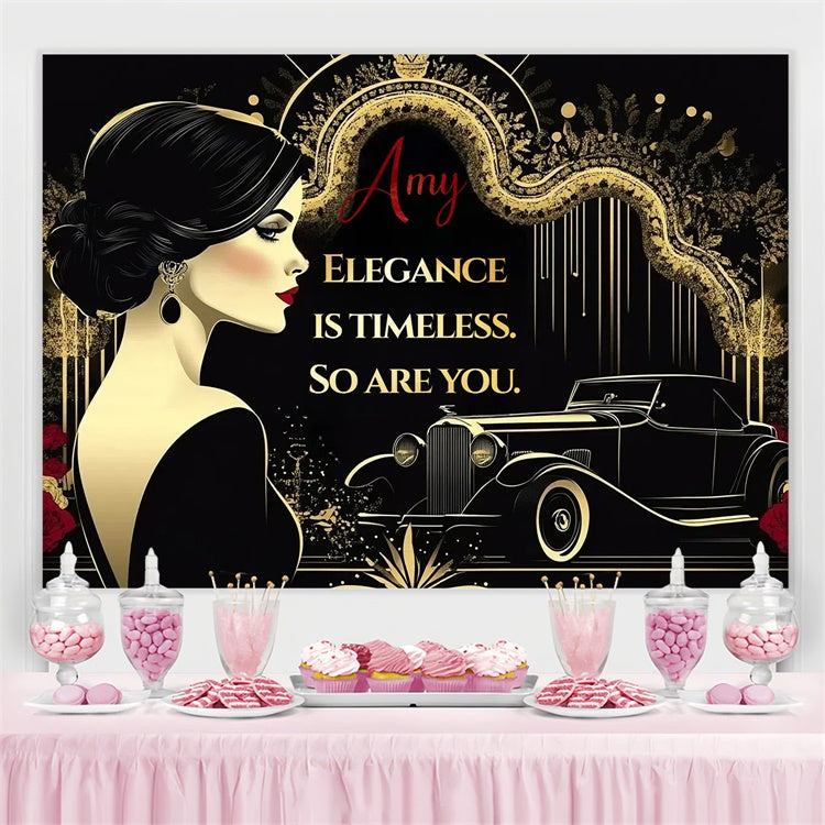 Personalisierte 30th Geburtstag Backdrop Golden Blumen Black Art Backdrop CSH4-28