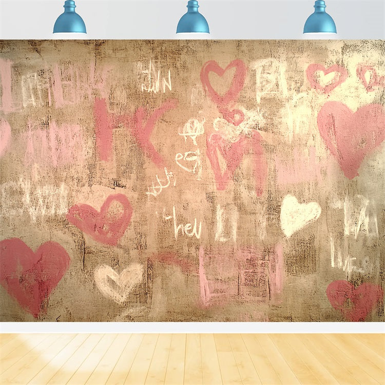 Vintage Wand Hintergrund Graffiti Herz Muster Hintergrund CSH4-276