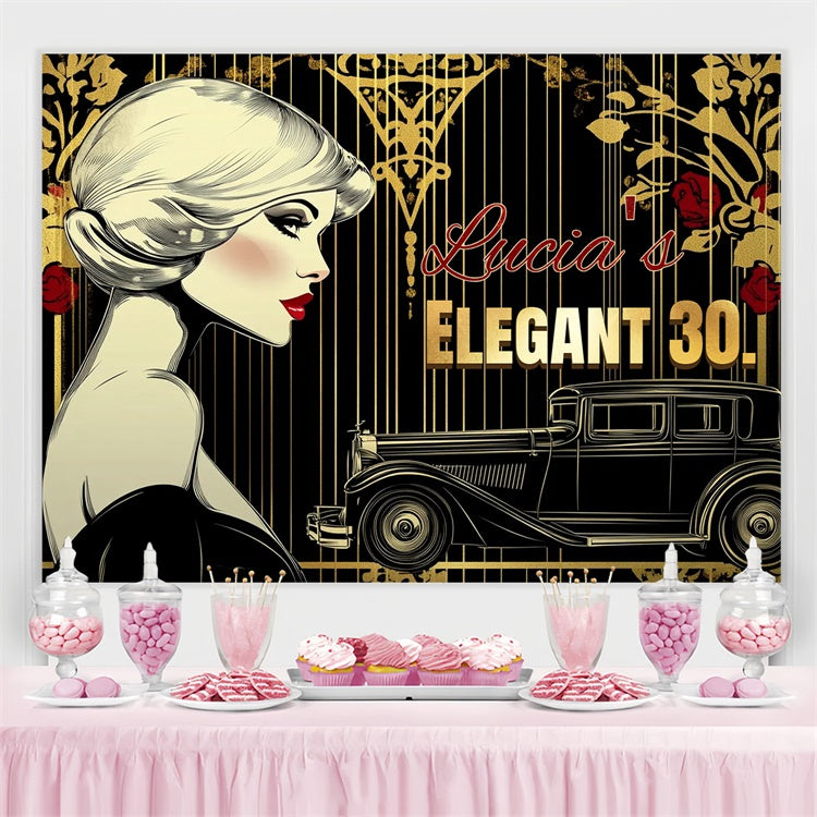 Benutzerdefinierte Geburtstag Backdrop Elegant Lila Gold Glitzer Backdrop CSH4-29