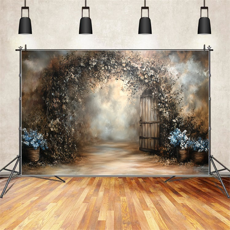Vintage-Hintergrund für Fotoshooting Floral Holztür Hintergrund CSH4-289