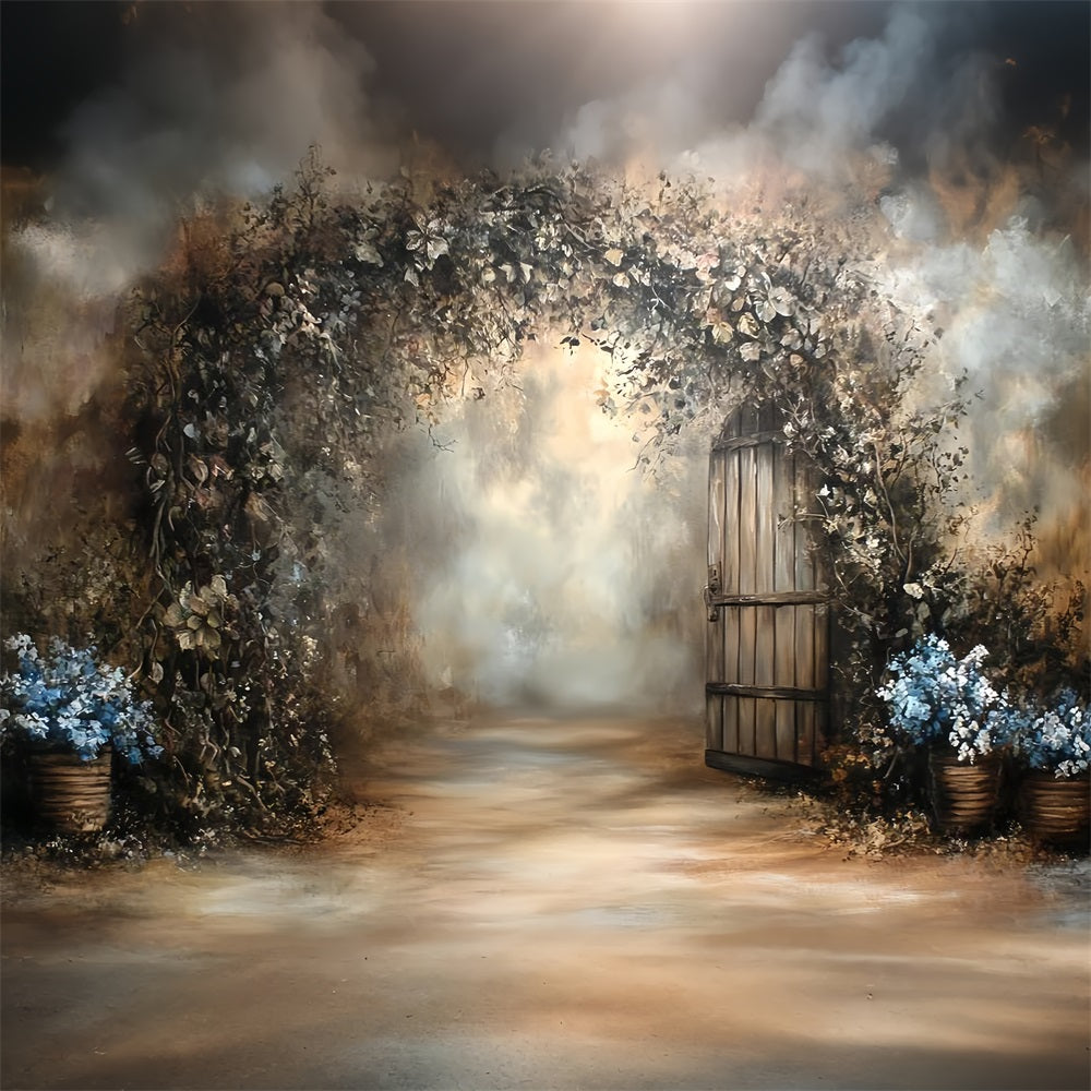 Vintage-Hintergrund für Fotoshooting Floral Holztür Hintergrund CSH4-289