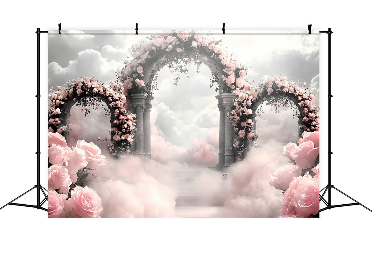 Vintage-Hintergrund Ideen Rose Paradies Steinbögen Hintergrund CSH4-290