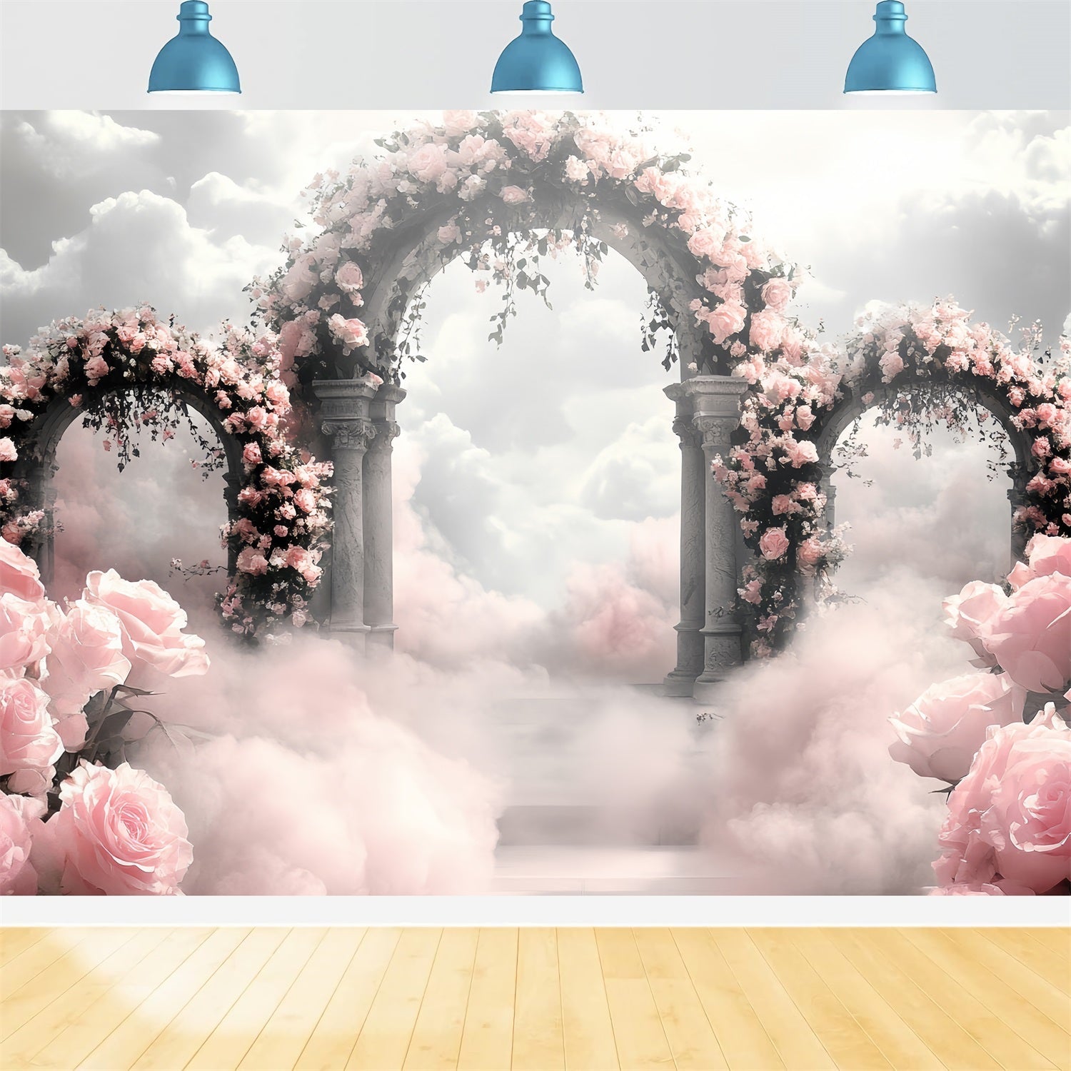 Vintage-Hintergrund Ideen Rose Paradies Steinbögen Hintergrund CSH4-290