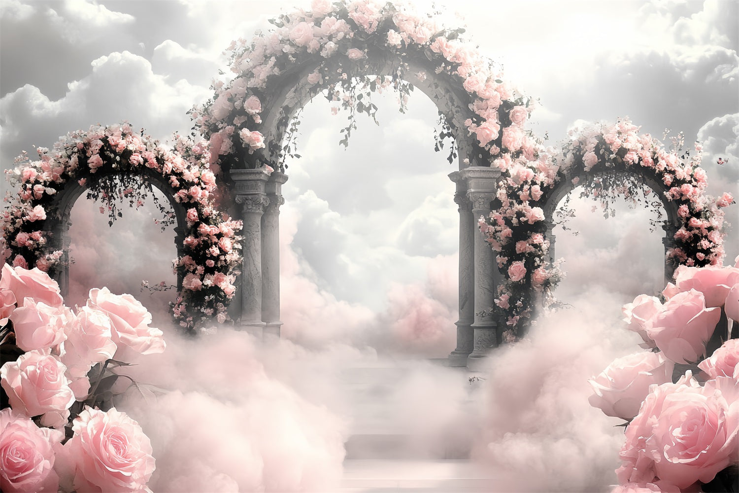 Vintage-Hintergrund Ideen Rose Paradies Steinbögen Hintergrund CSH4-290