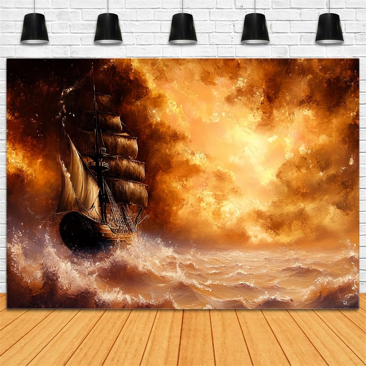 Vintage Backdrop Fotografie Stürmische See Segelschiff Hintergrund CSH4-291