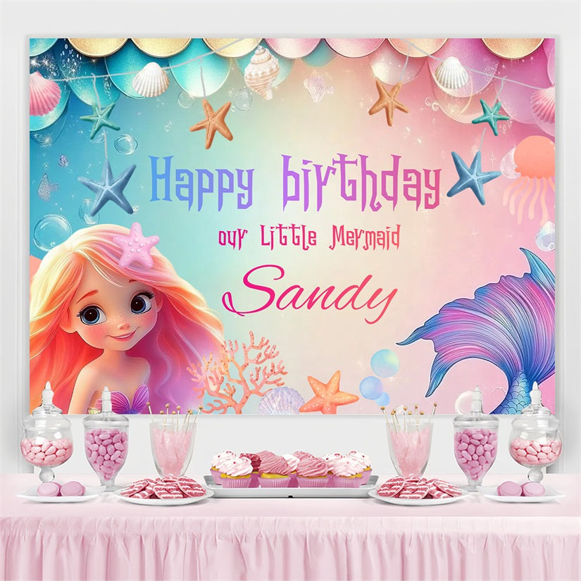 Benutzerdefinierte Backdrop For Geburtstag Krone Meerjungfrau Girl Backdrop CSH4-4