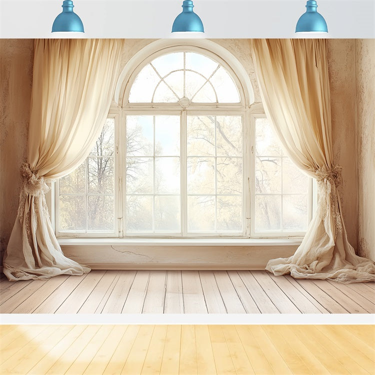 Fotografie Vintage Backdrops Creme Fenster Vorhänge Backdrop CSH4-314