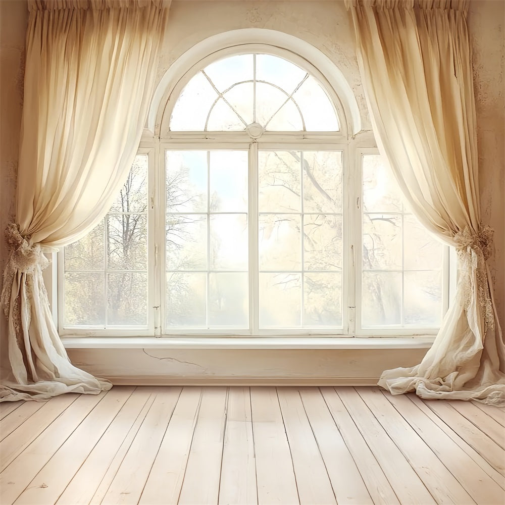Fotografie Vintage Backdrops Creme Fenster Vorhänge Backdrop CSH4-314