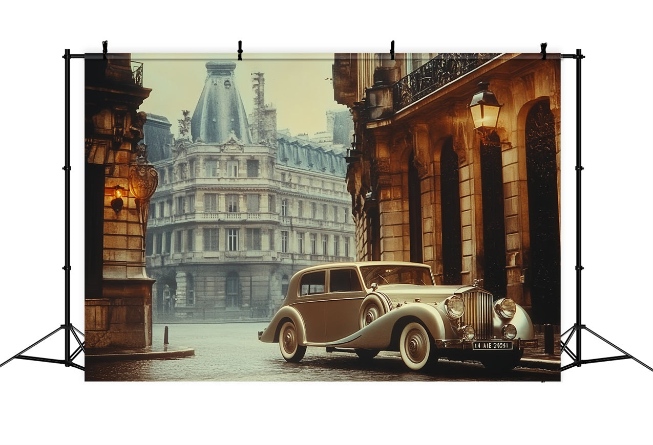 Retro-Fotokulissen Pariser Auto Vintage-Hintergrund CSH4-318