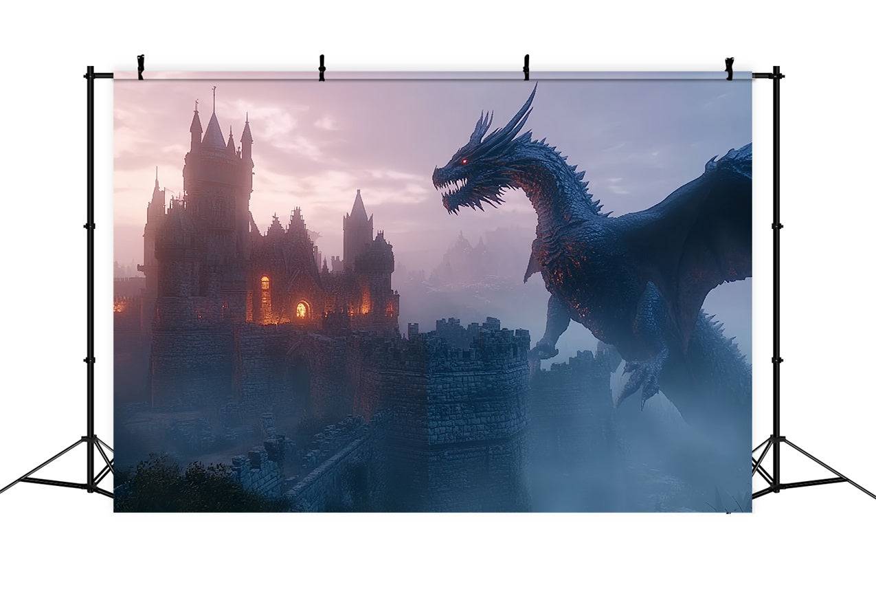 Backdrop Burg Mitternachtsdrache Mittelalterlicher Hintergrund CSH4-341