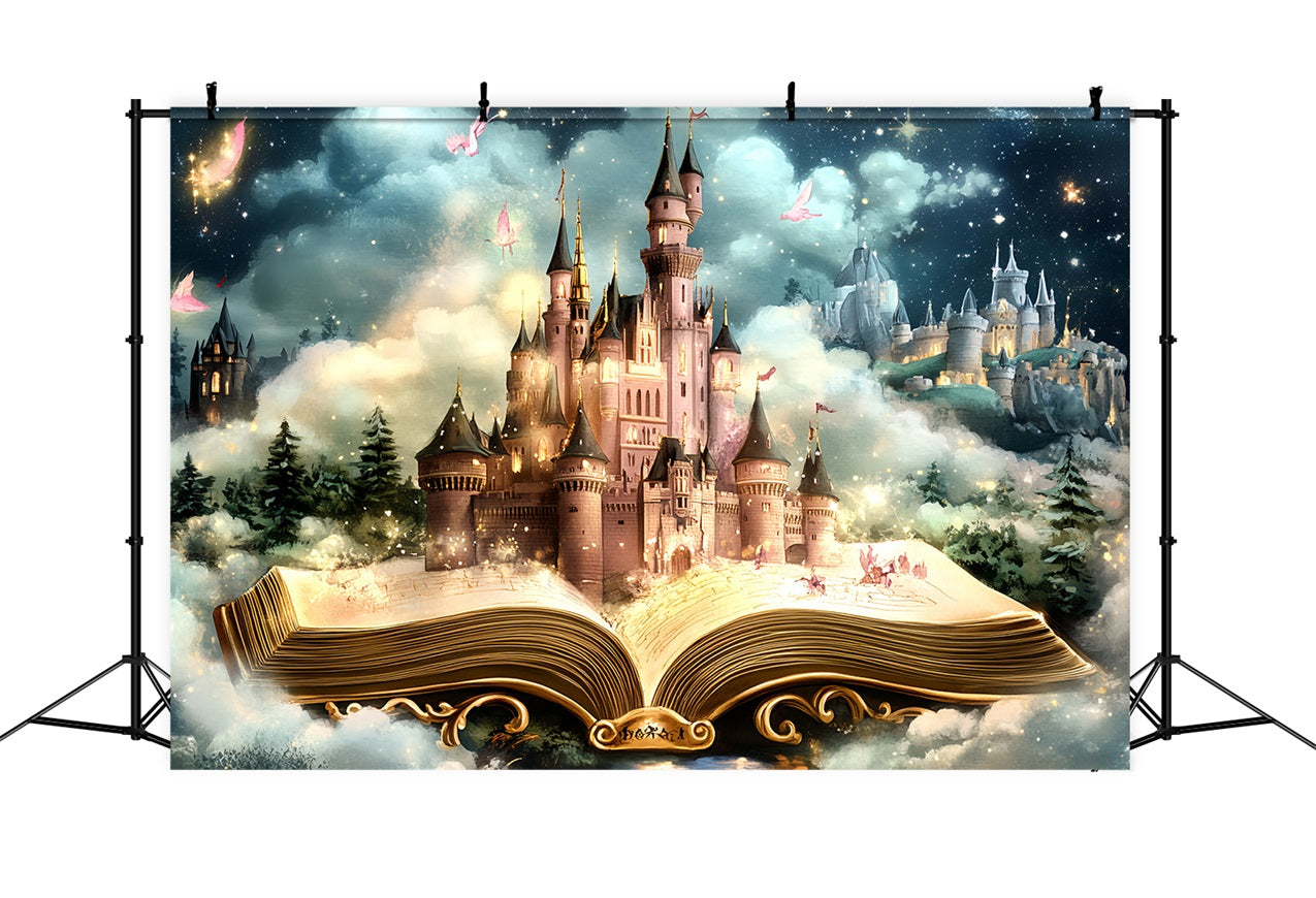 Schloss Backdrops Magisches Märchenbuch Sternenhimmel Backdrop CSH4-347