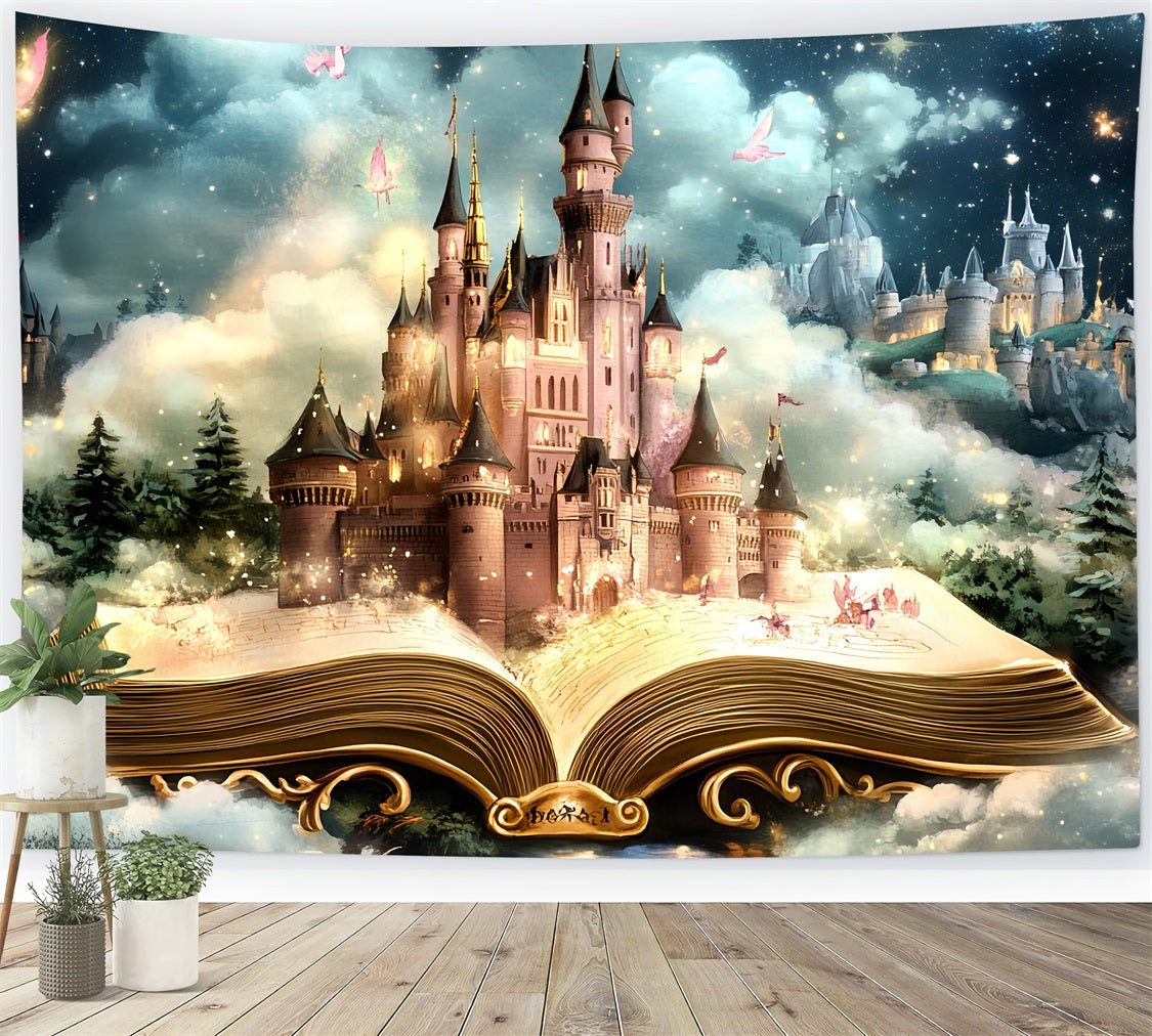 Schloss Backdrops Magisches Märchenbuch Sternenhimmel Backdrop CSH4-347