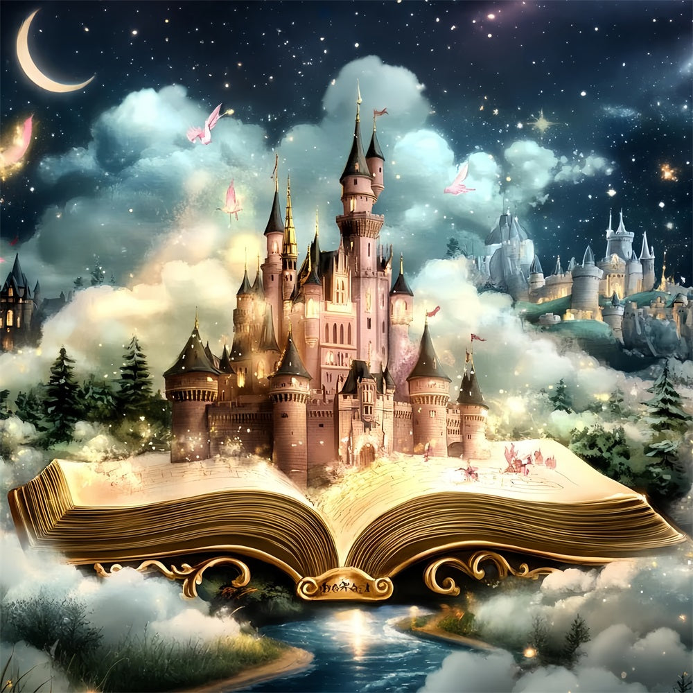 Schloss Backdrops Magisches Märchenbuch Sternenhimmel Backdrop CSH4-347