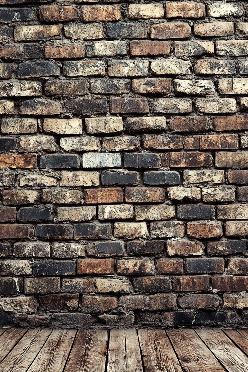 Retro Backdrop Rustikale Backsteinmauer Holz Vintage Backdrop CSH4-391