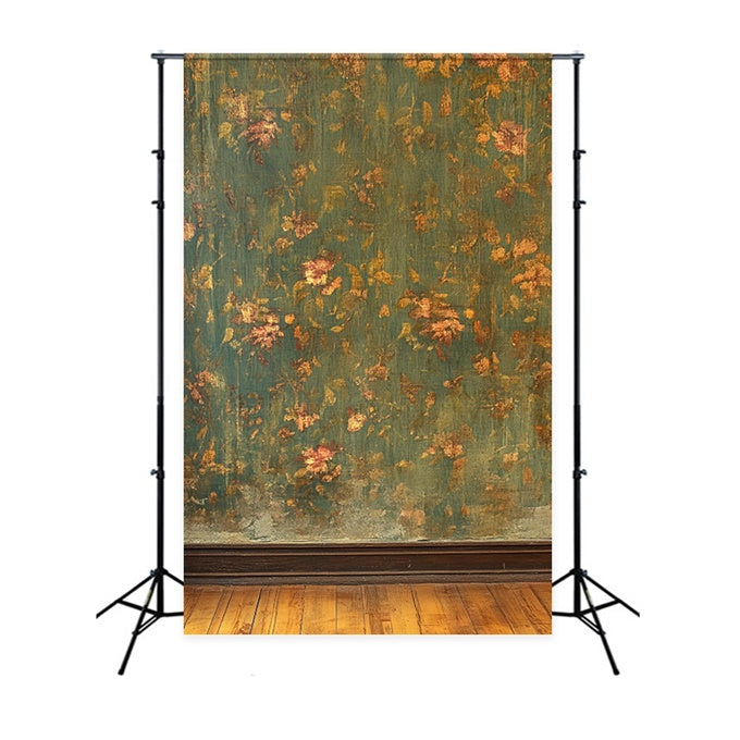 Antike Fotokulisse Grüne Blumenwand Vintage Backdrops CSH4-392