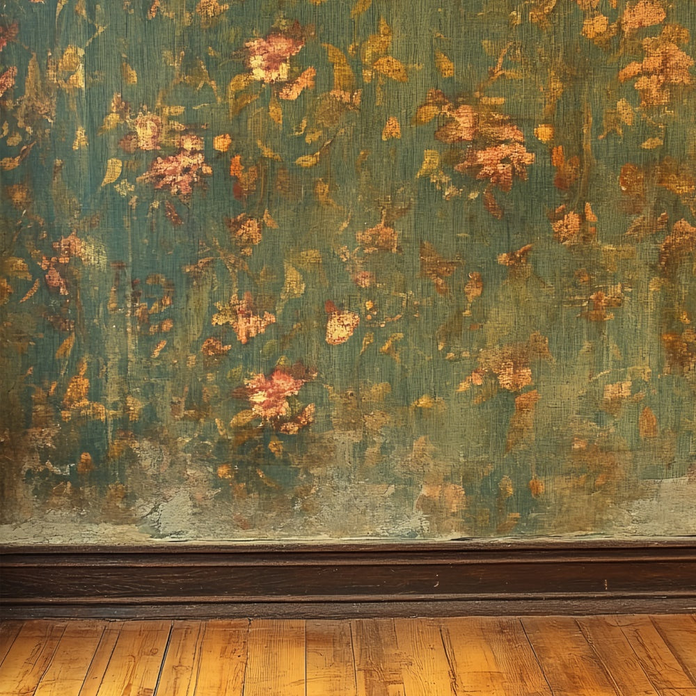 Antike Fotokulisse Grüne Blumenwand Vintage Backdrops CSH4-392