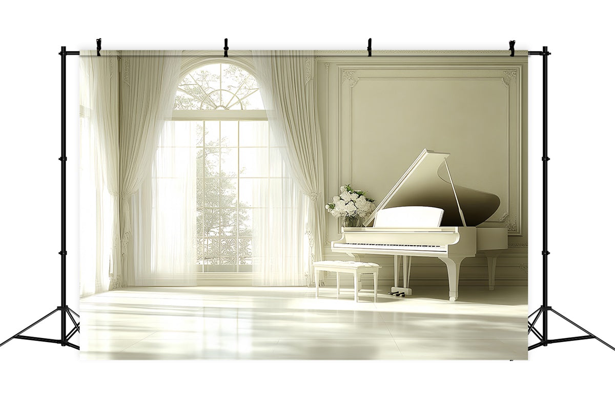 Weinlese-Fotohintergrund Weißes Klavier Eleganter Raum Hintergrund CSH4-414
