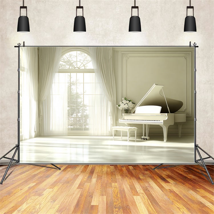 Weinlese-Fotohintergrund Weißes Klavier Eleganter Raum Hintergrund CSH4-414