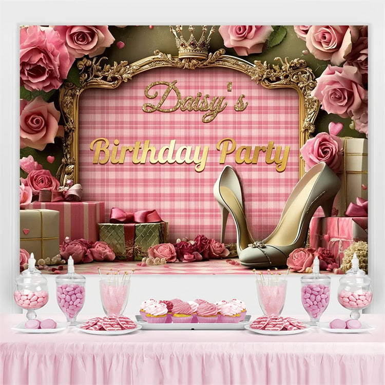 Personalisierte 70th Geburtstag Backdrop Glittering Blumen Backdrop CSH4-64