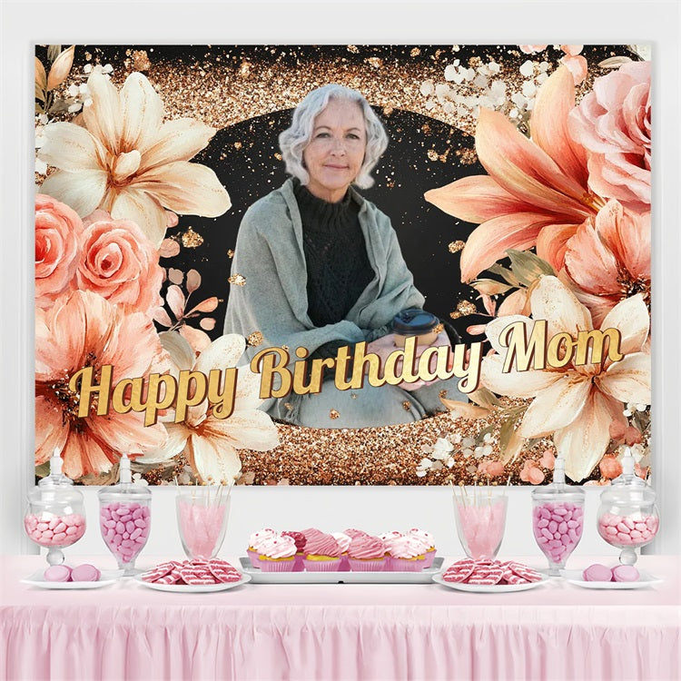 Personalisierte 40th Geburtstag Backdrop Lady Silhouette Rosen Backdrop CSH4-65