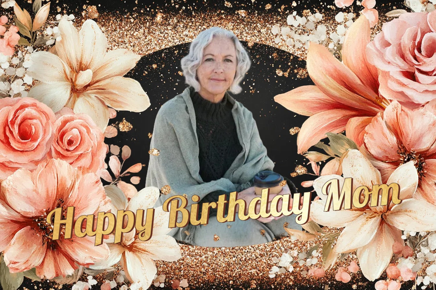 Personalisierte 40th Geburtstag Backdrop Lady Silhouette Rosen Backdrop CSH4-65