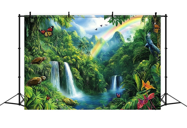 Wald Hintergrund Regenbogen Dschungel Wasserfall Hintergrund CSH4-71