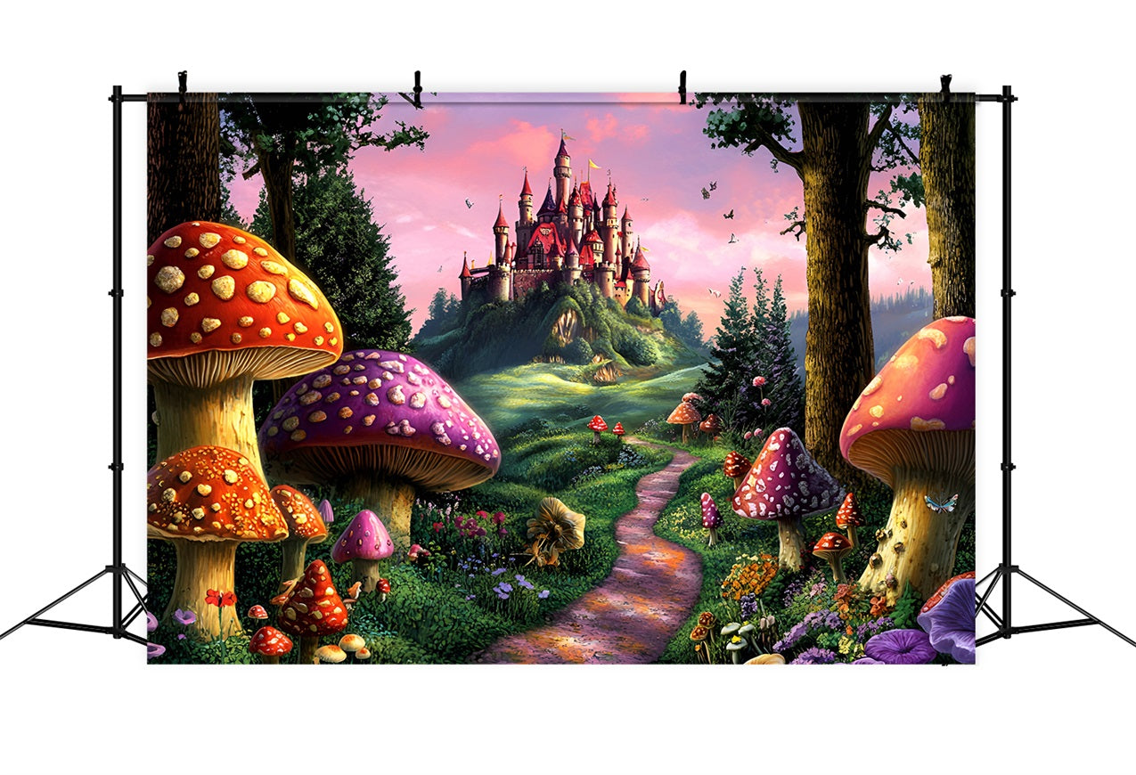 Fantasy Wald Backdrop Pilz Pfad Schloss Hintergrund CSH4-78