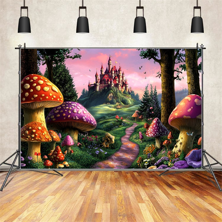 Fantasy Wald Backdrop Pilz Pfad Schloss Hintergrund CSH4-78