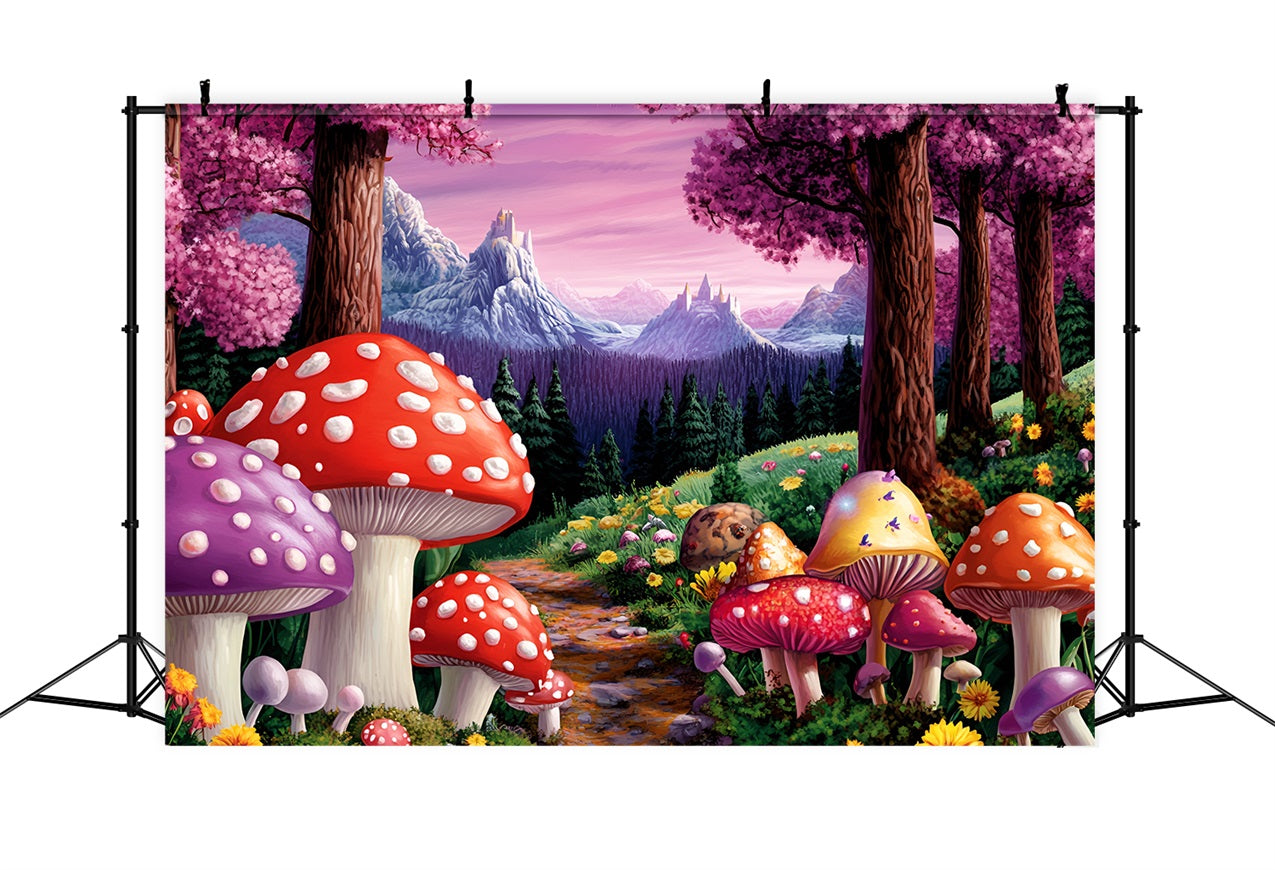 Backdrops Wald Fliegenpilzpfad Castle Peaks Backdrop CSH4-79