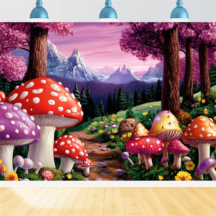 Backdrops Wald Fliegenpilzpfad Castle Peaks Backdrop CSH4-79