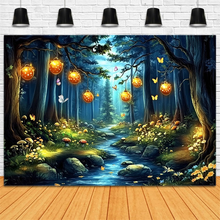 Enchanted Forest Backdrop Ideen Glühende Laterne Stream Backdrop CSH4-80