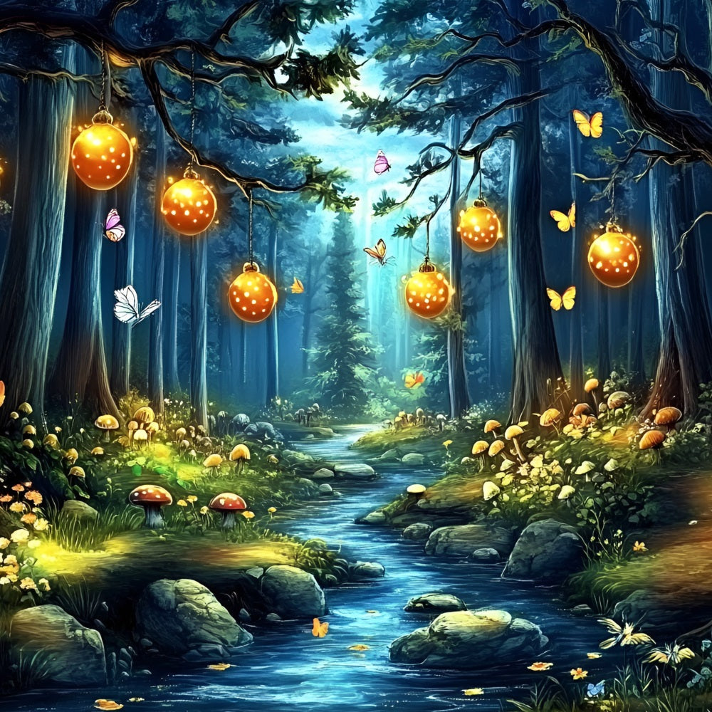 Enchanted Forest Backdrop Ideen Glühende Laterne Stream Backdrop CSH4-80