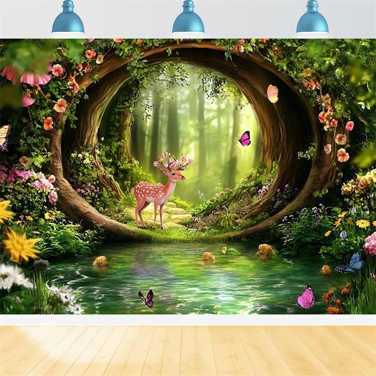 Fairy Forest Backdrop Bogengang Pool Fawn Backdrop CSH4-83