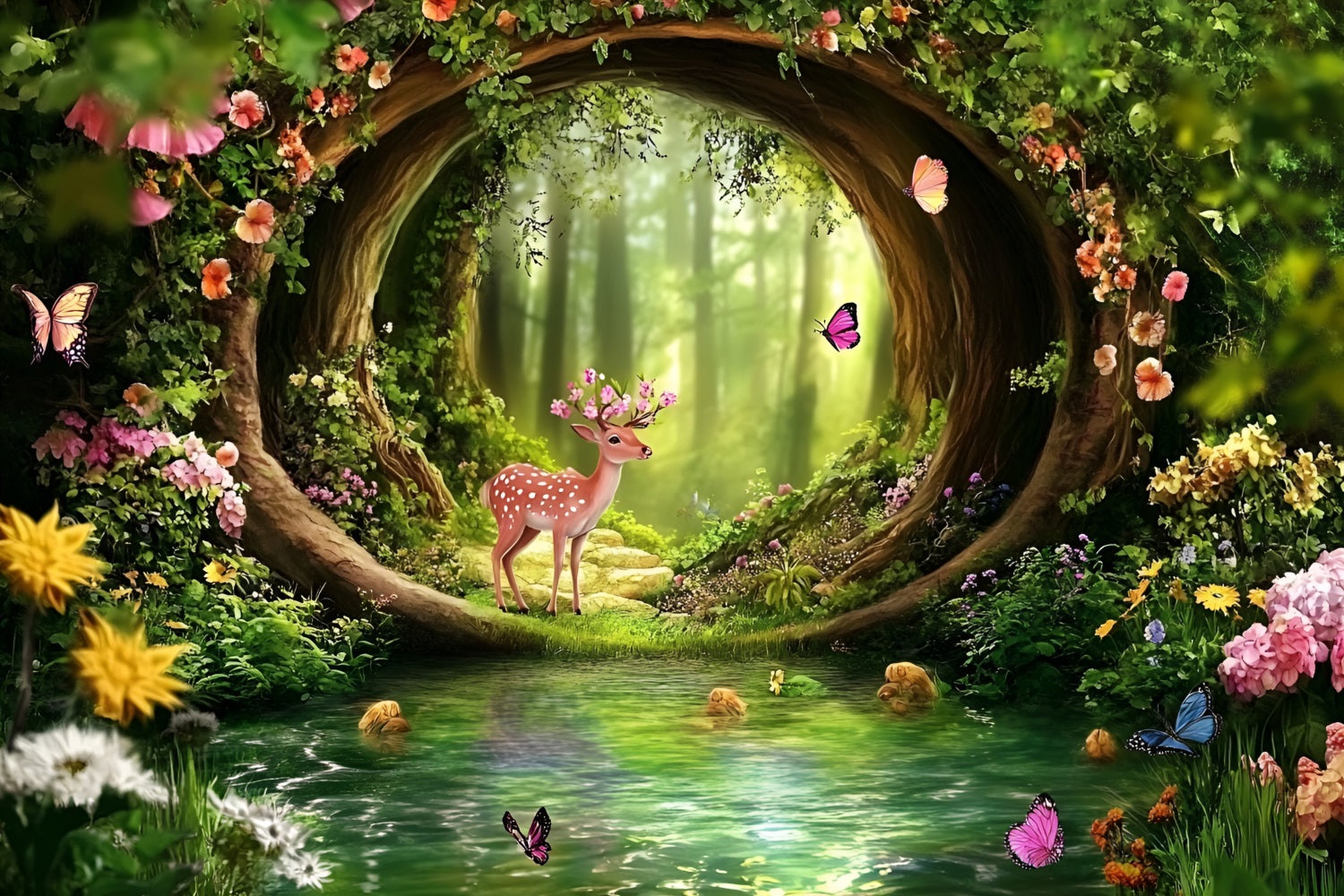 Fairy Forest Backdrop Bogengang Pool Fawn Backdrop CSH4-83