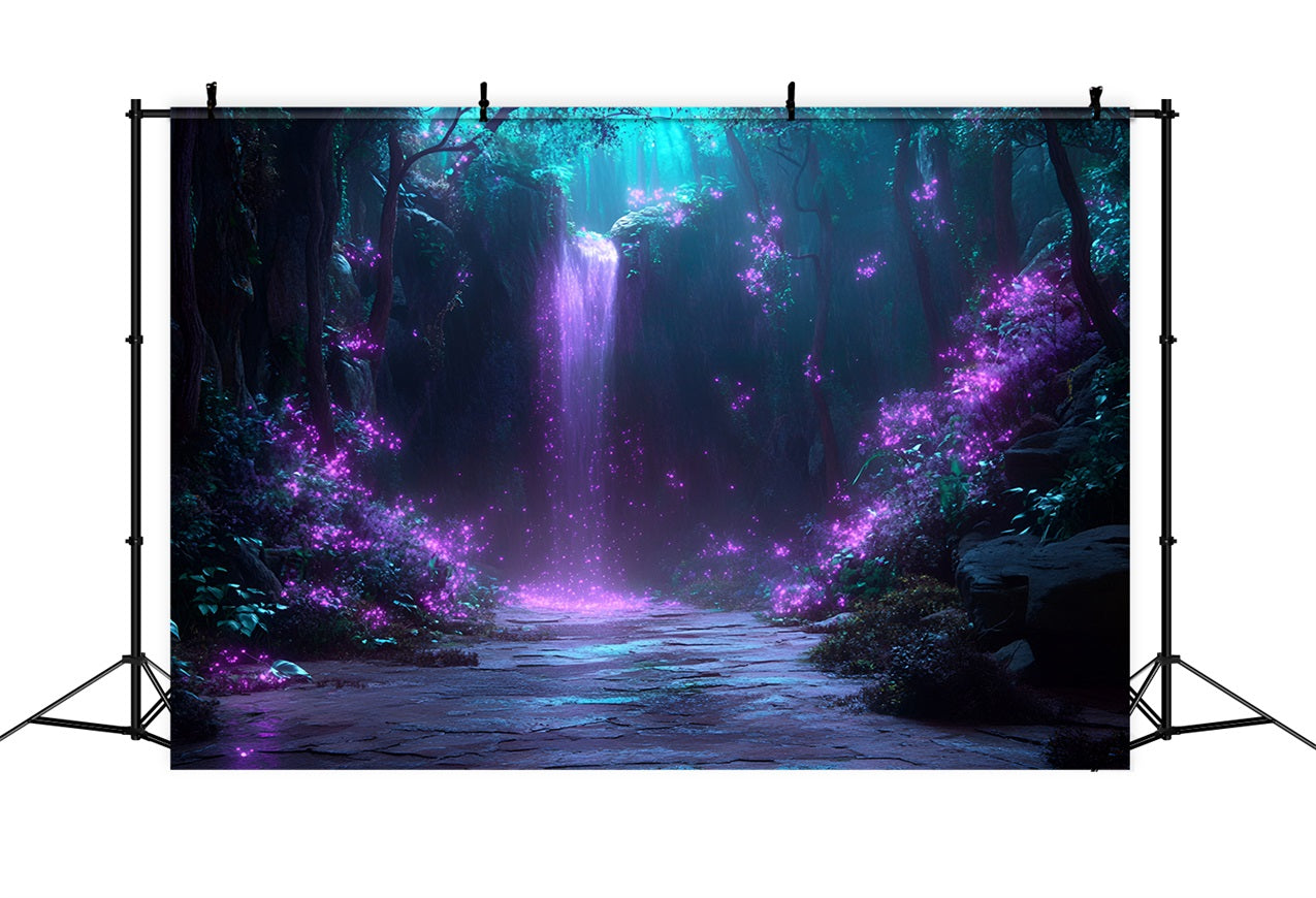 Wald Fotokulissen Lila Glühen Wasserfall Hintergrund CSH4-84