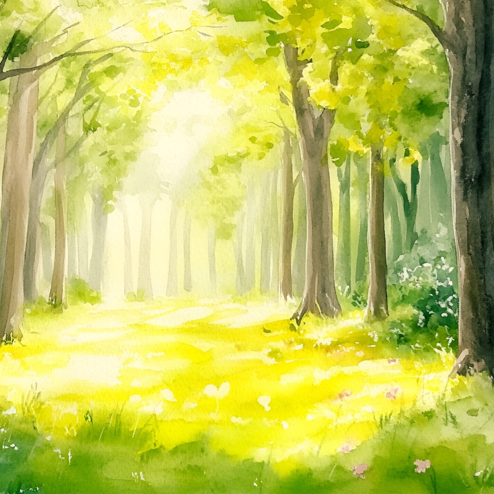 Wald Fotohintergrund Aquarell sonnenbeschienener Pfad Hintergrund CSH4-91